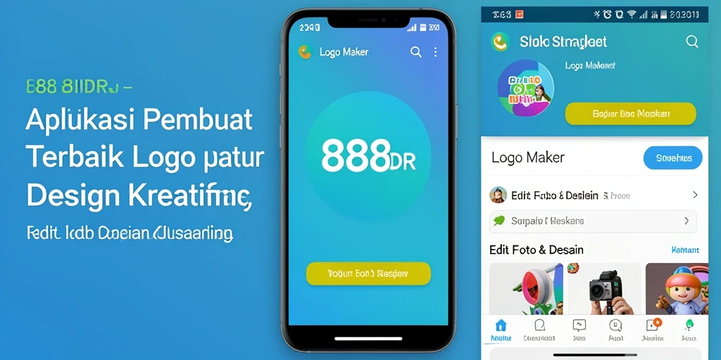 Tampilan antarmuka aplikasi 888IDR untuk membuat logo yang menarik.