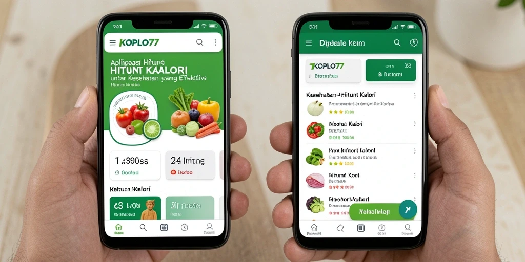 Tampilan antarmuka KOPLO77 yang menarik dan informatif dalam menghitung kalori.