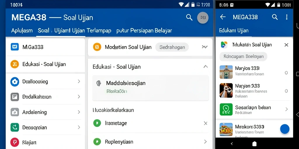 Tampilan antarmuka MEGA338 yang mudah digunakan untuk belajar soal ujian.