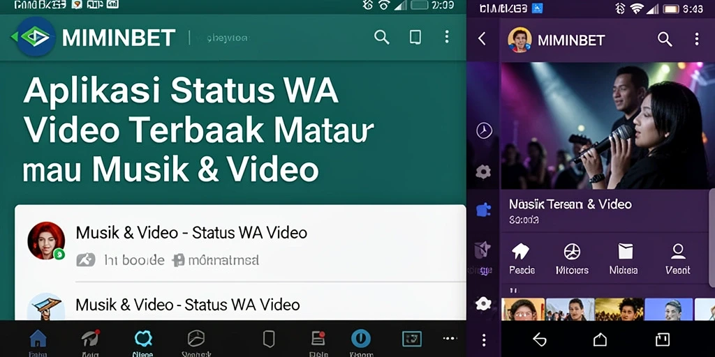 Tampilan antarmuka MIMINBET yang sederhana dan menarik untuk Status WA Video.