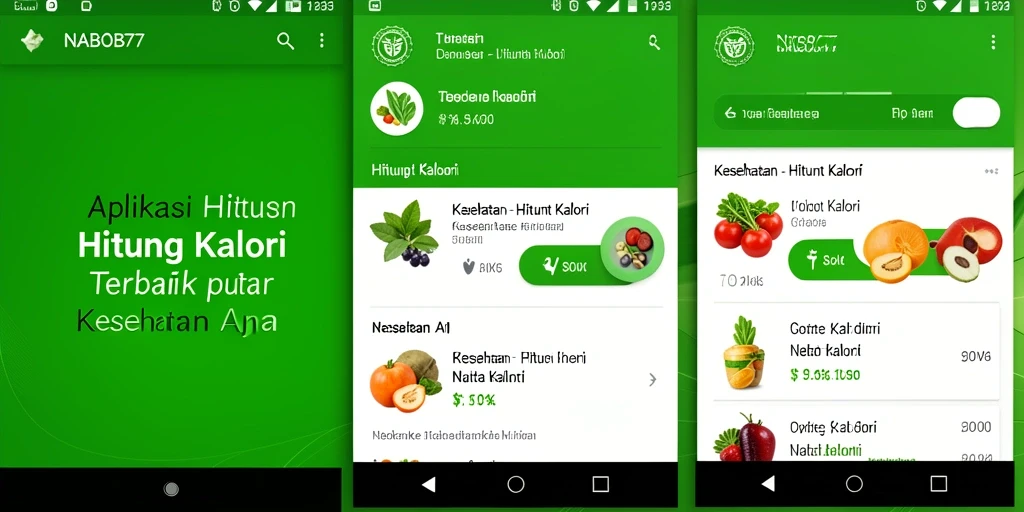 Antarmuka NABOB77 yang user-friendly dengan fitur Hitung Kalori.