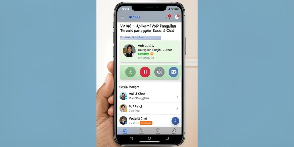 Antarmuka aplikasi VW108 yang ramah pengguna saat melakukan panggilan VoIP.