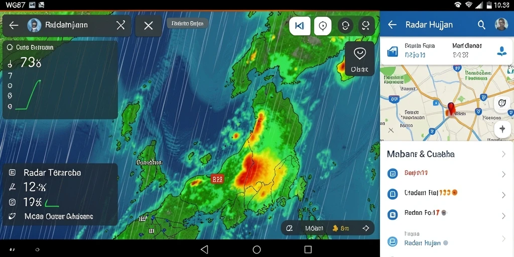 Antarmuka aplikasi Radar Hujan WG87 yang informatif dan mudah dimengerti.