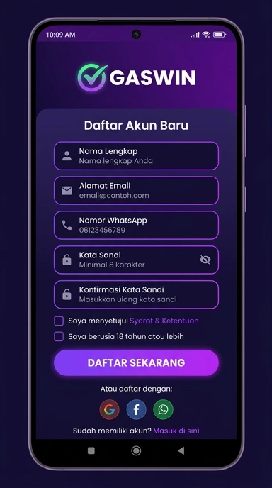Registrasi Akun Gaswin untuk Pengguna Android